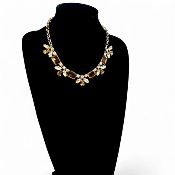 BANANA REPUBLIC Brown Crystal Gold Tone Statement Necklace | NWT - Picture 4 of 7